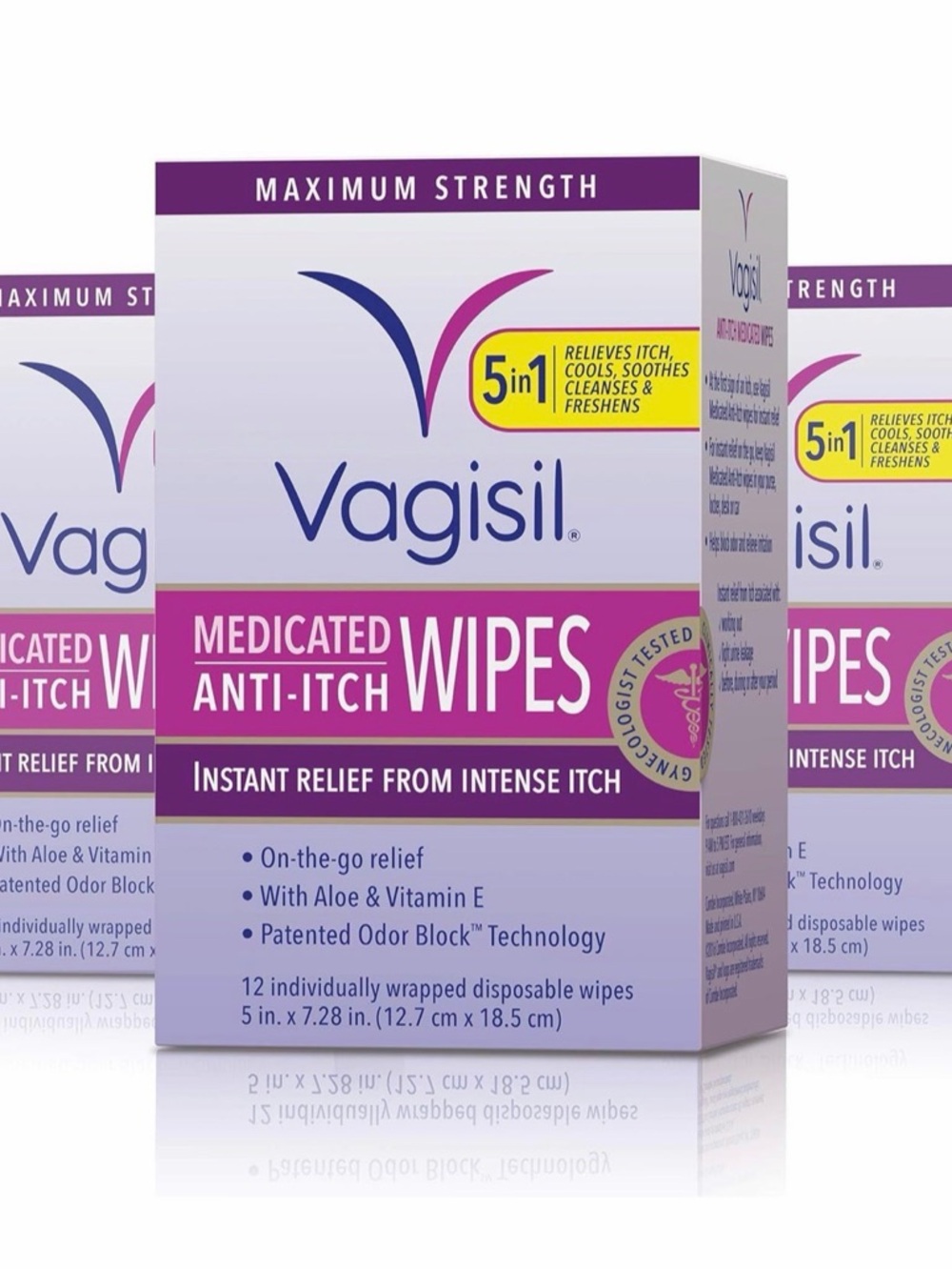Vagisil Maximum Strength Medicated Anti-Itch Wipes - Pink & White (3 Pack)